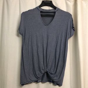 Boutique Navy and White Strip Top w/ knot